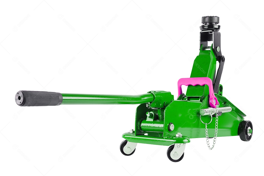 Macaco hidráulico para carro isolado no fundo branco