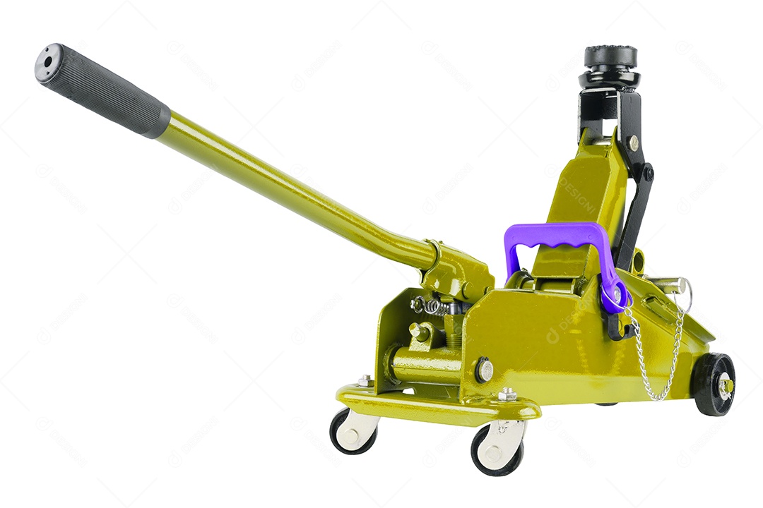 Macaco hidráulico para carro isolado no fundo branco