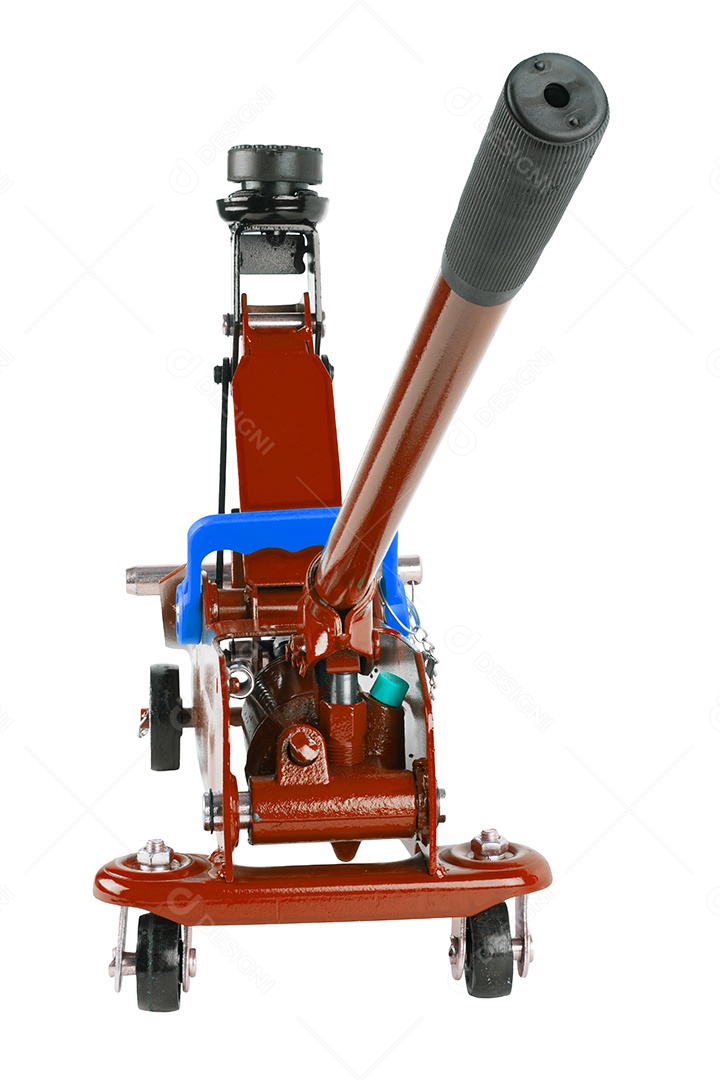 Macaco hidráulico para carro isolado no fundo branco