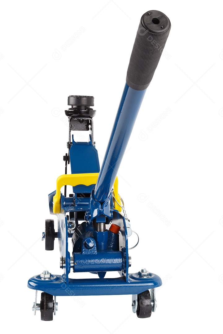 Macaco hidráulico para carro isolado no fundo branco