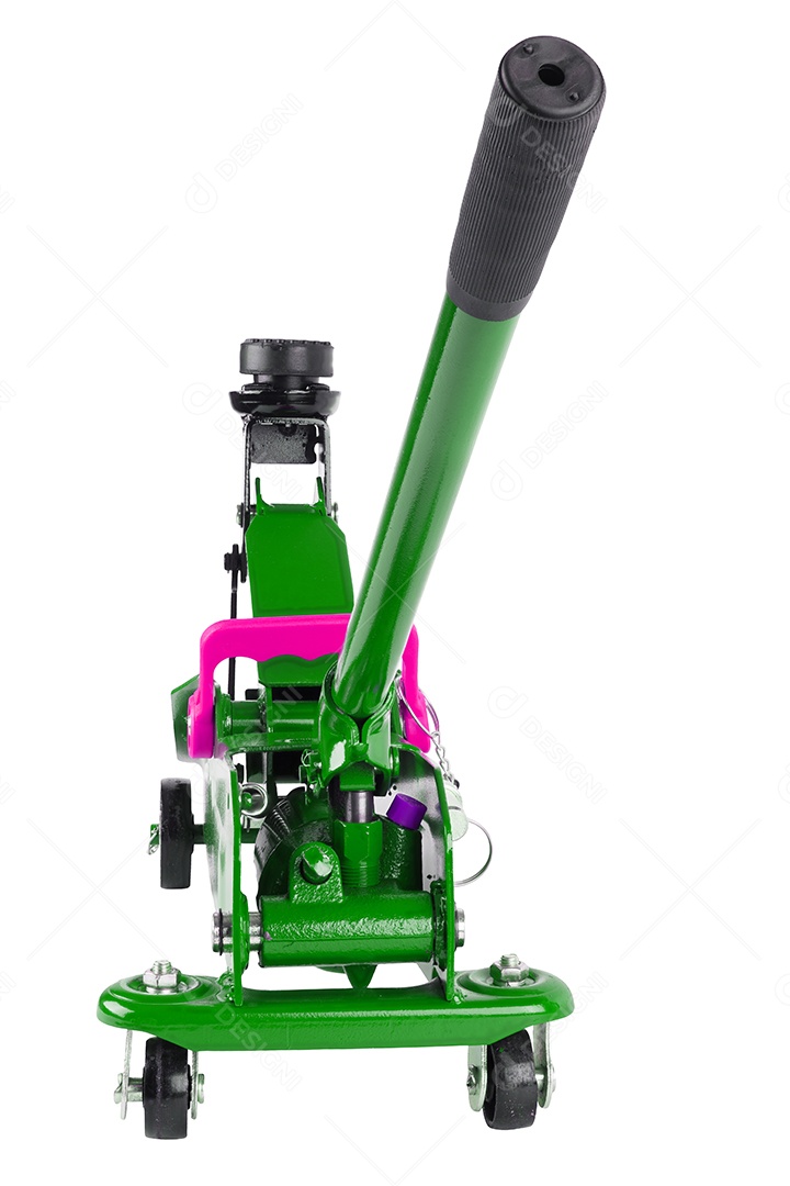 Macaco hidráulico para carro isolado no fundo branco