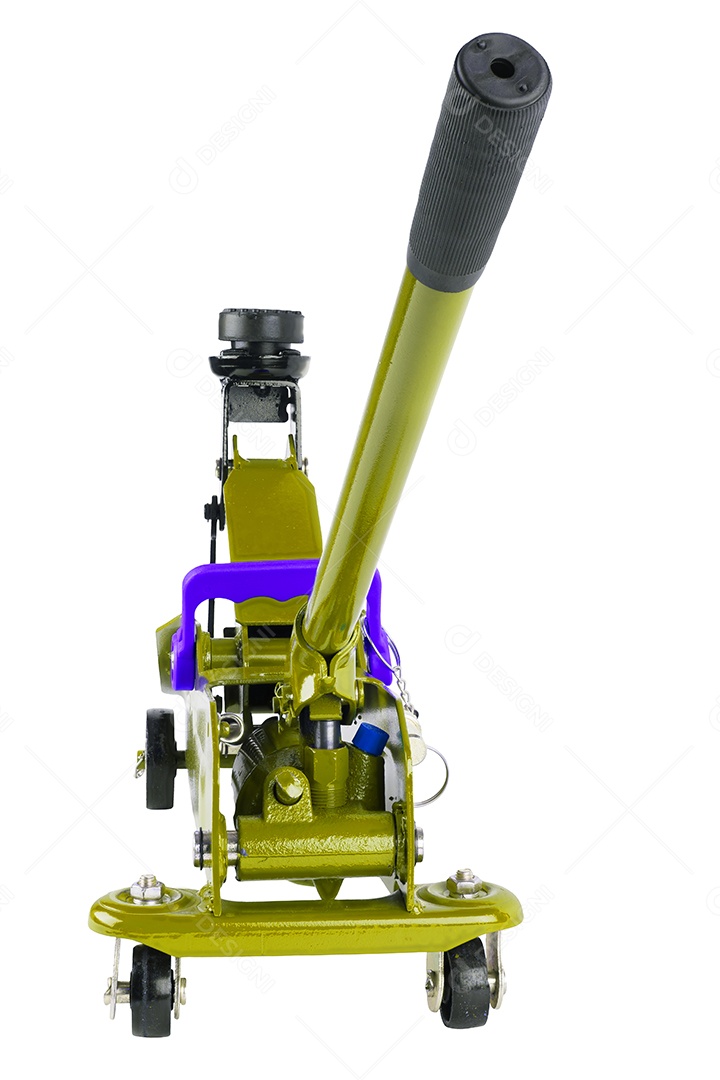 Macaco hidráulico para carro isolado no fundo branco