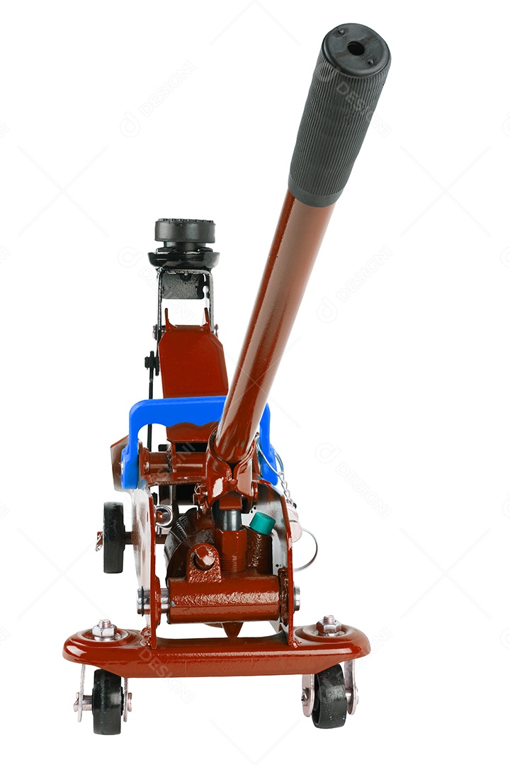 Macaco hidráulico para carro isolado no fundo branco