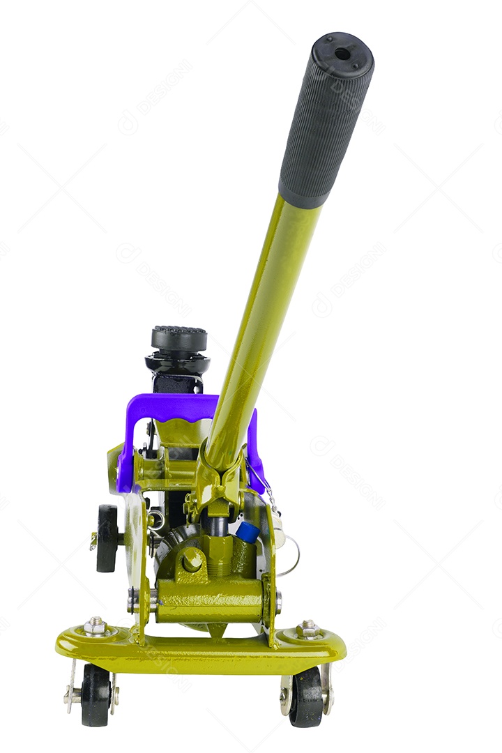 Macaco hidráulico para carro isolado no fundo branco