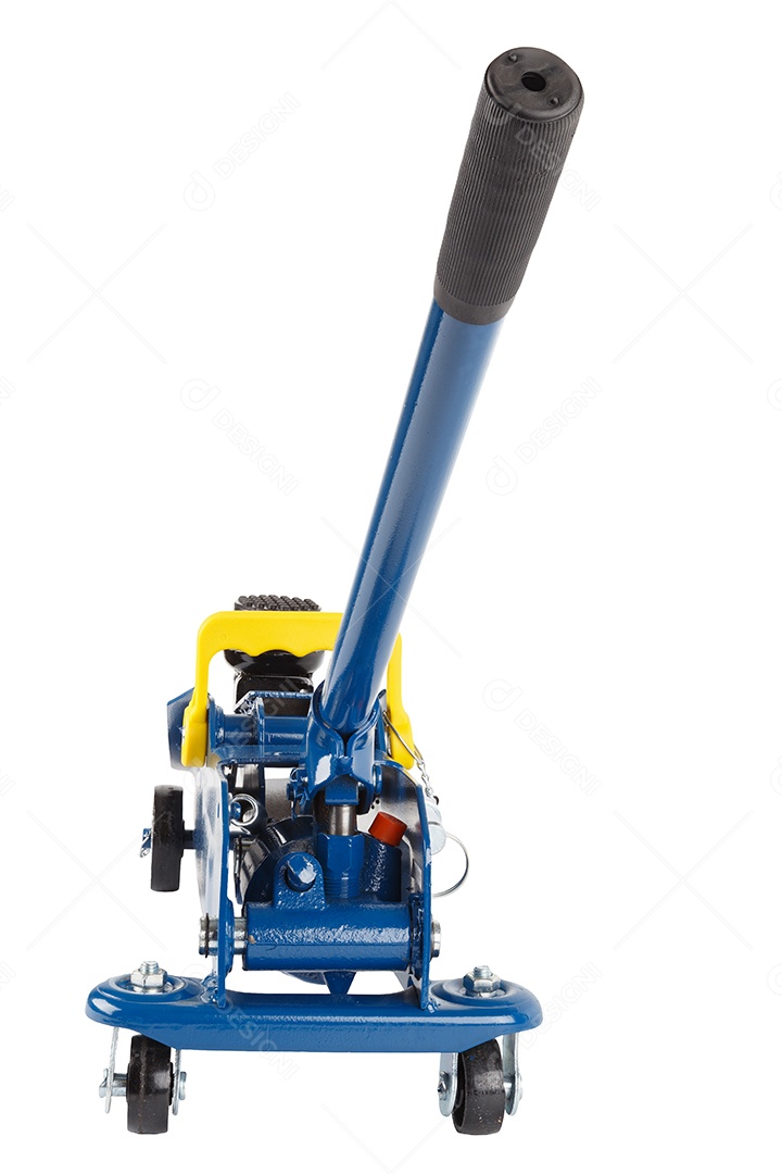 Macaco hidráulico para carro isolado no fundo branco