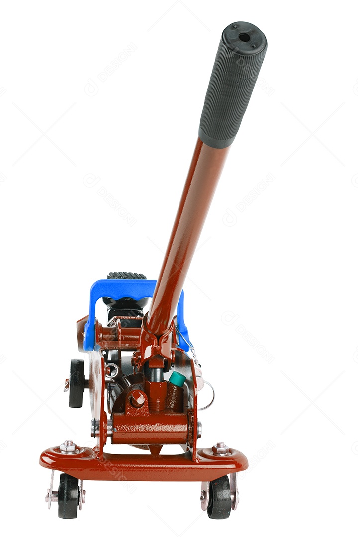 Macaco hidráulico para carro isolado no fundo branco