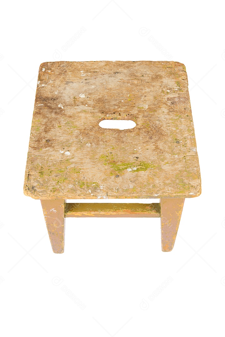 Antigo banco de madeira com tinta descascada estilo loft isolada sobre fundo branco