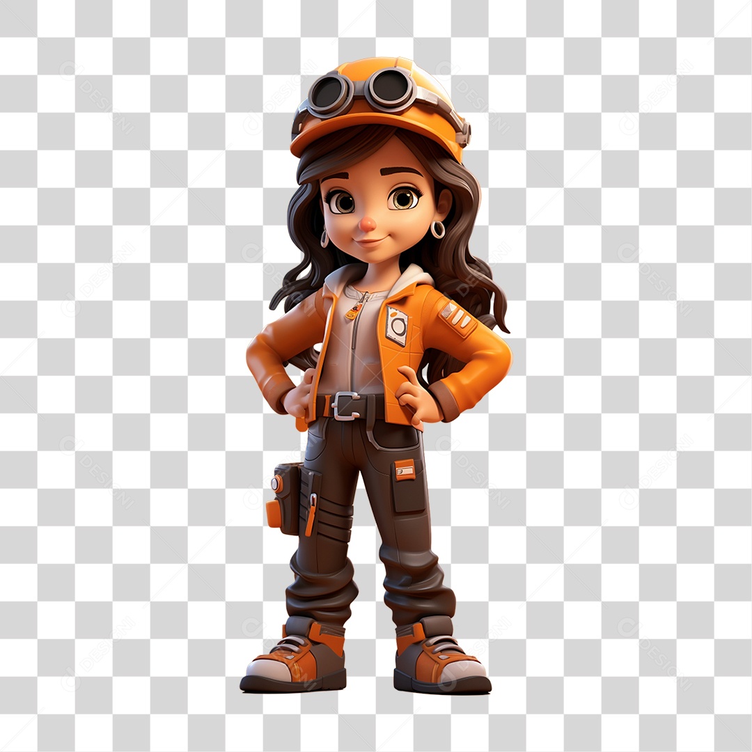 Desenho de Menina Reparadora PNG Transparente