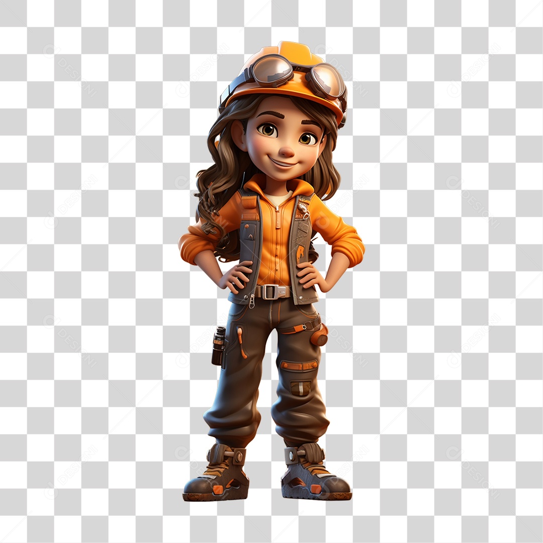 Desenho de Menina Reparadora PNG Transparente