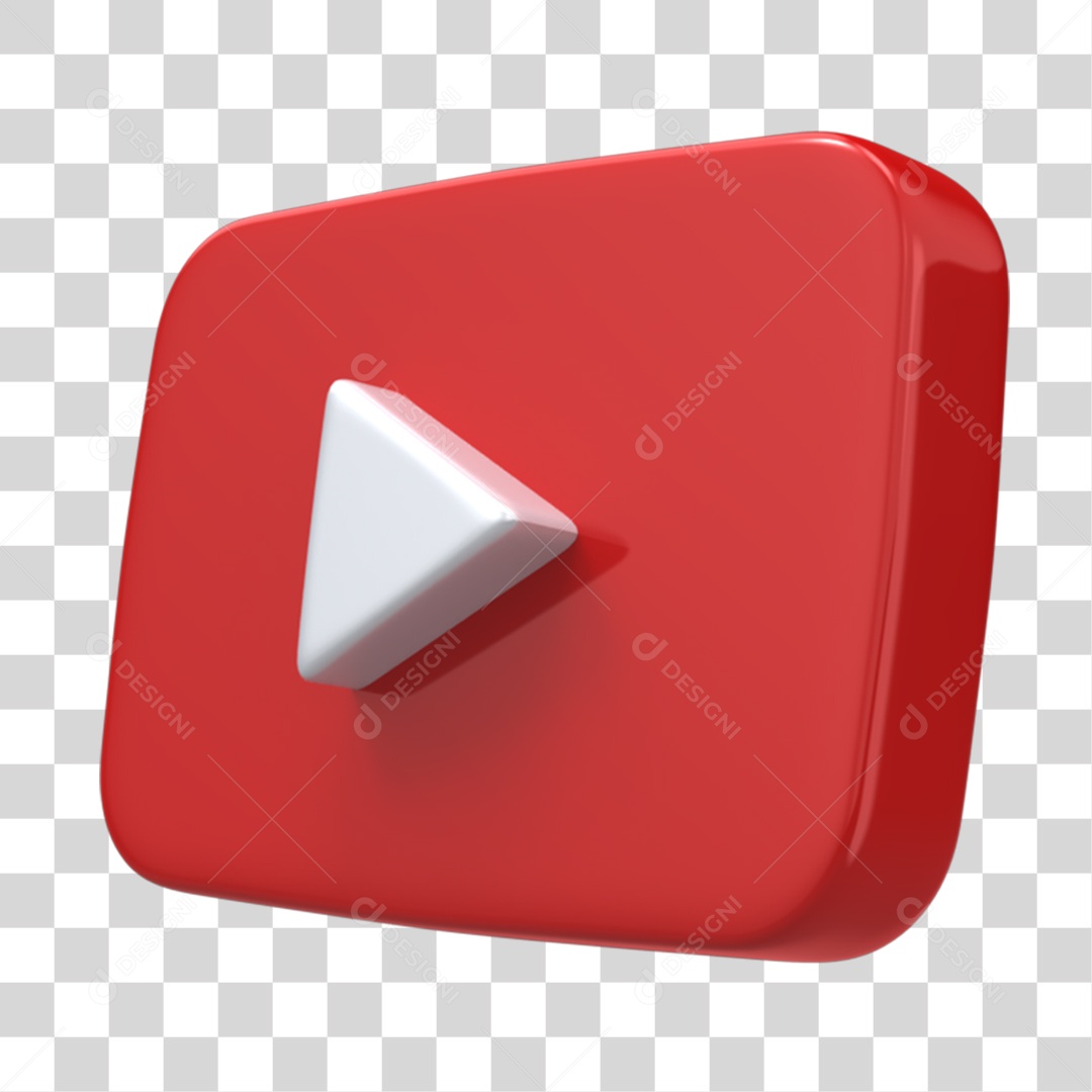 Elemento 3D Logo Youtube Para Composição PNG Transparente