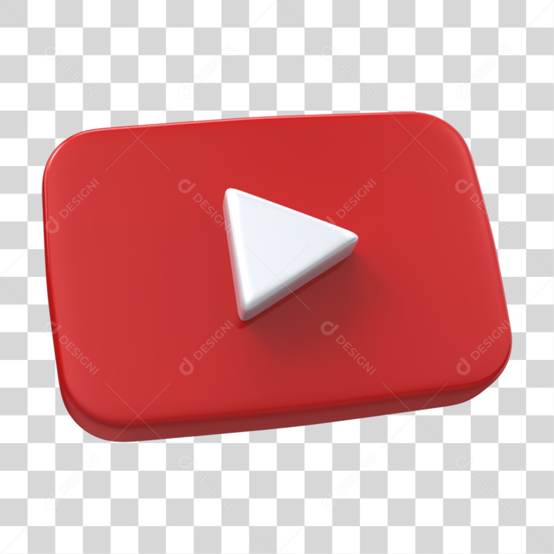 Elemento 3D Logo Youtube Para Composição PNG Transparente