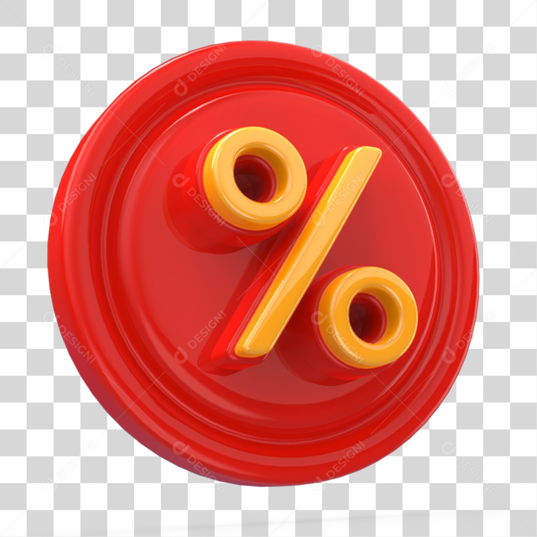 Elemento 3D Ícone com % PNG Transparente
