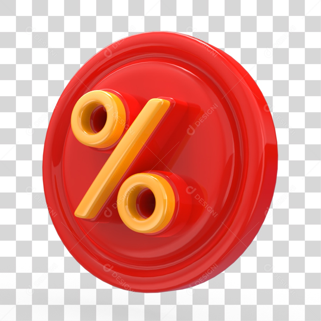 Elemento 3D Ícone com % PNG Transparente