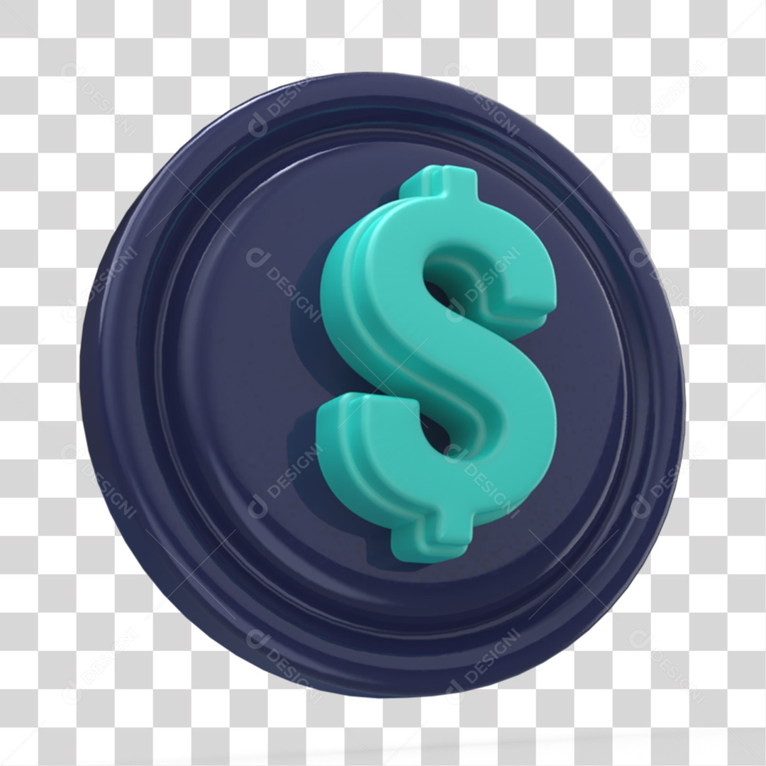 Elemento 3D Ícone com Sigla $ PNG Transparente