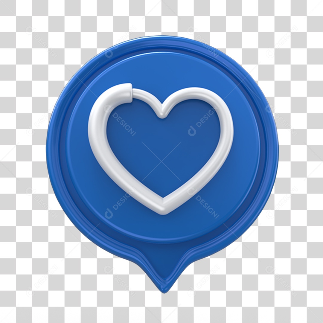 Emoji de Coração Azul e Branco PNG Transparente
