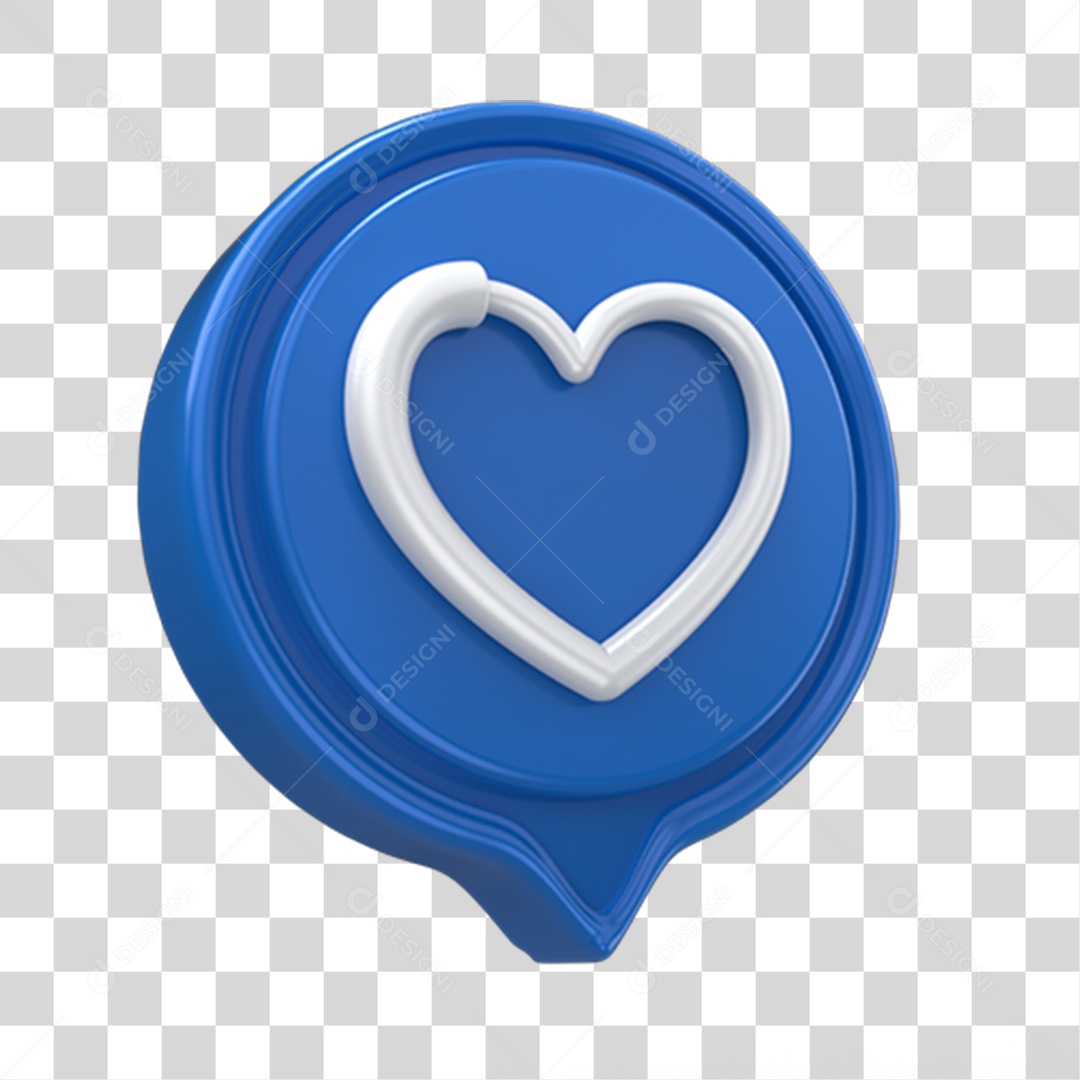 Emoji de Coração Azul e Branco PNG Transparente