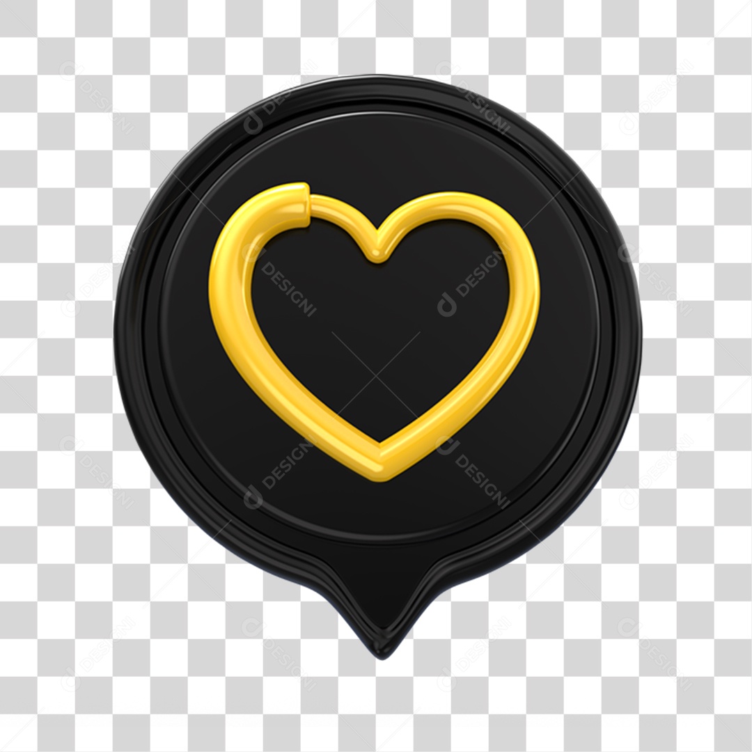 Emoji de Coração Dourado e Preto PNG Transparente