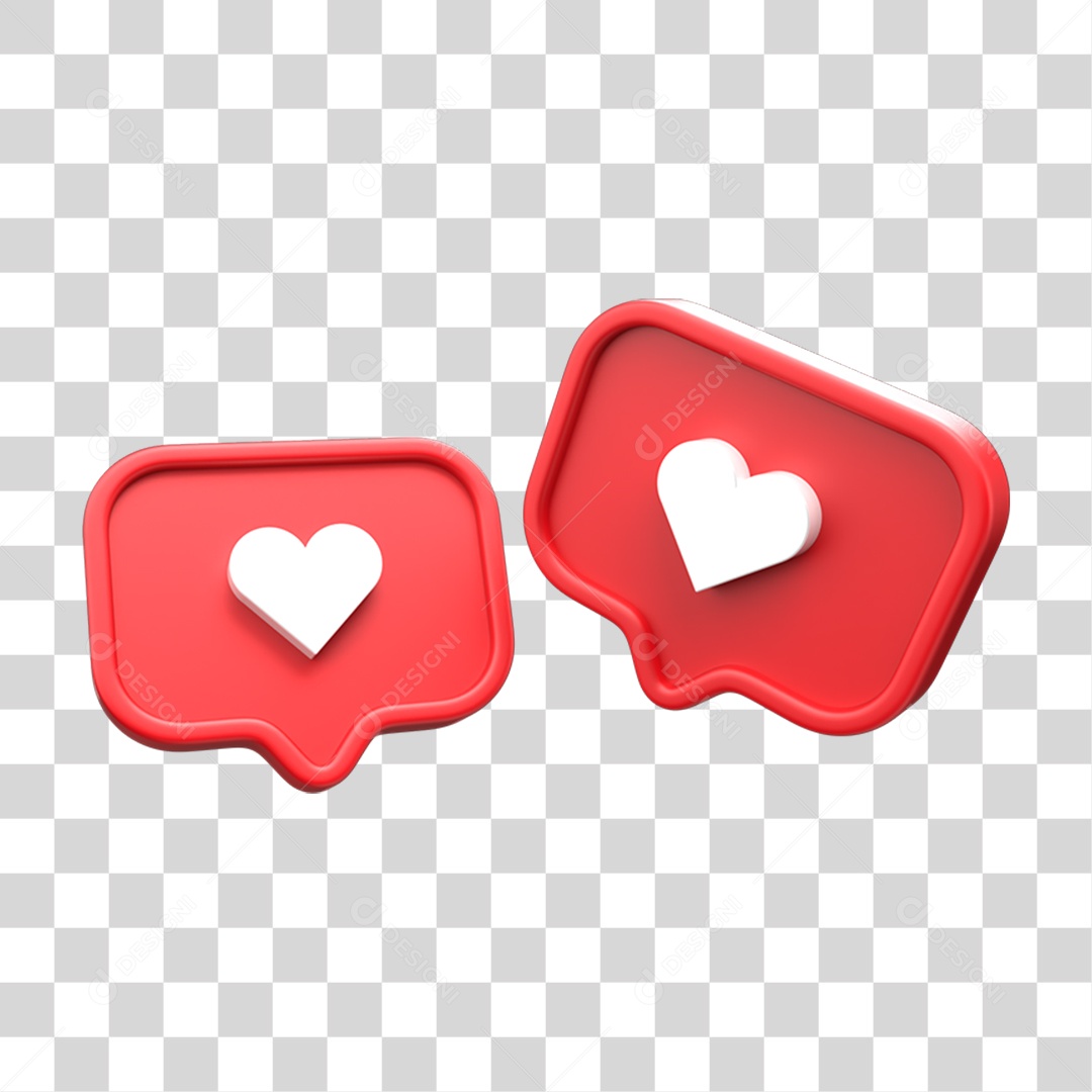 Amei Emojis de Coração Rede Sociais PNG Transparente