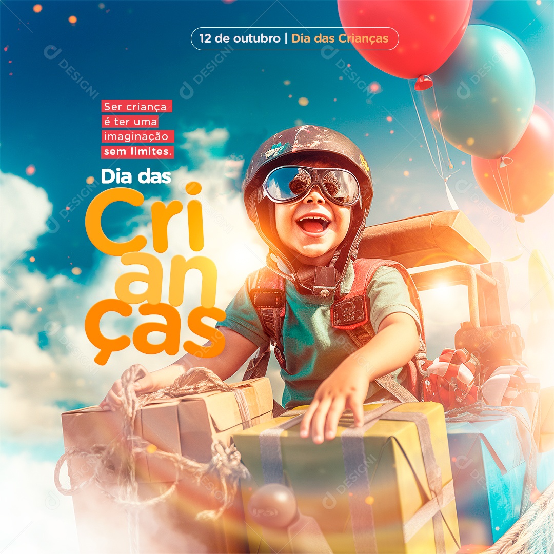 Social Media Dia Das Crianças Imaginação Sem Limites PSD Editável