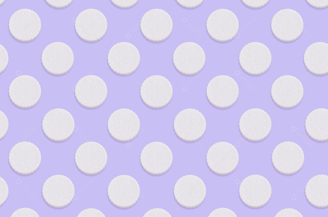 Arte criativa feita com padrão de biscoitos em fundo lilás pastel