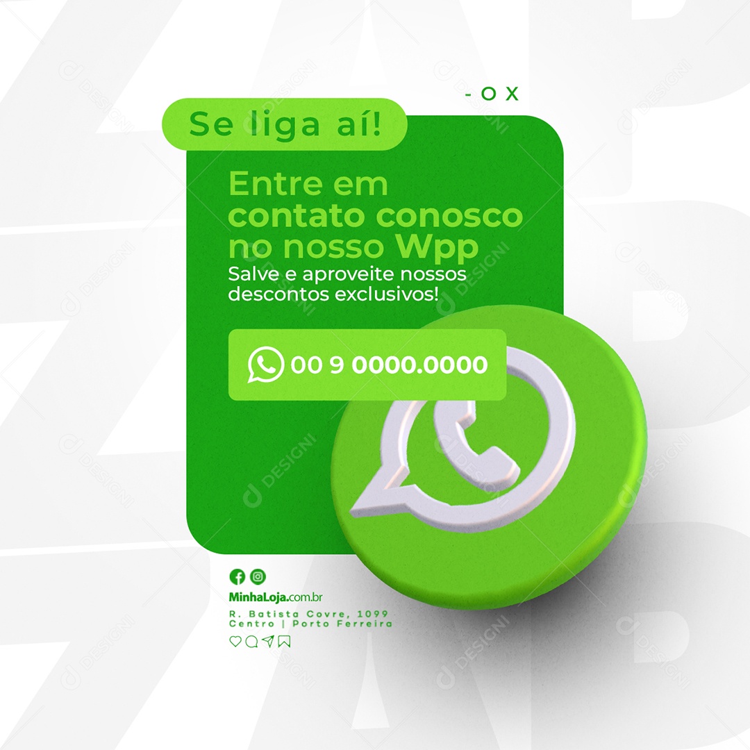 Social Media Se Liga Aí Entre em Contato Conosco no Nosso WhatsApp PSD Editável