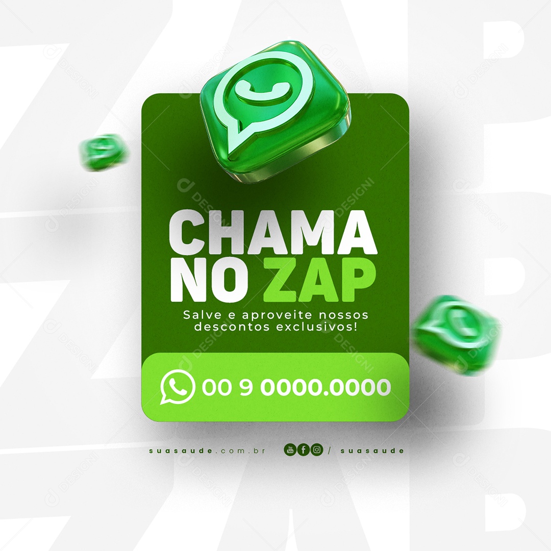 WhatsApp Chama no Zap Salve e Aproveite Nossos Descontos Exclusivos Social Media PSD Editável
