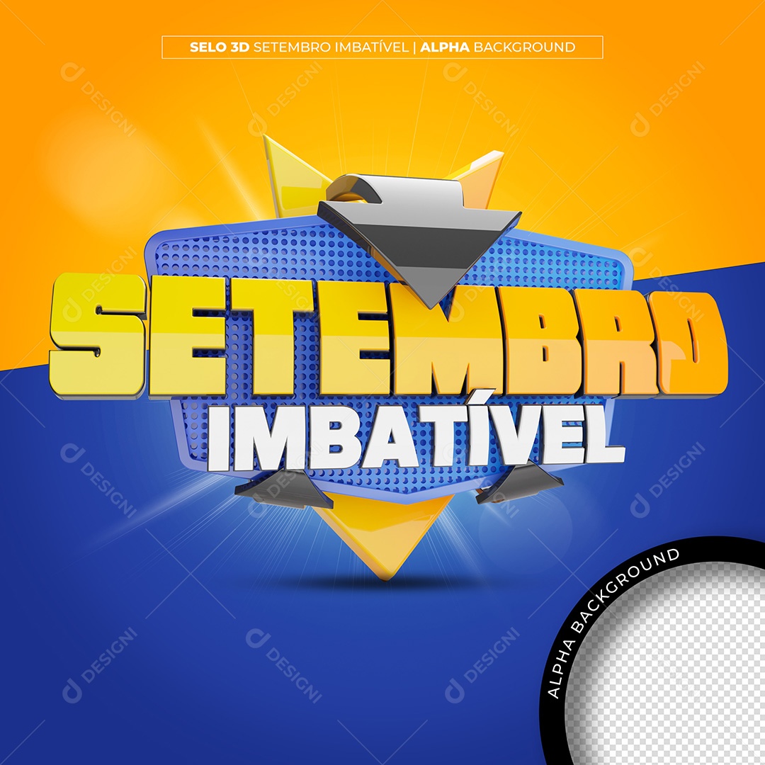 Selo 3D Setembro Imperdível Dourado Azul para Composição PSD