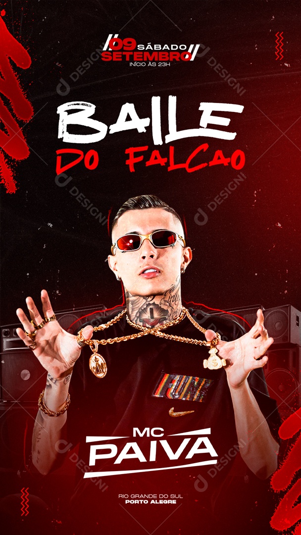 Flyer Story Baile Do Falcão Mc Paiva Social Media PSD Editável