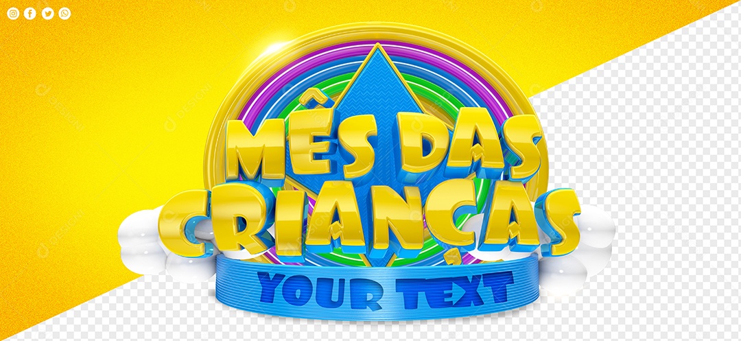 Selo 3D Mês Das Crianças Para Composição PSD