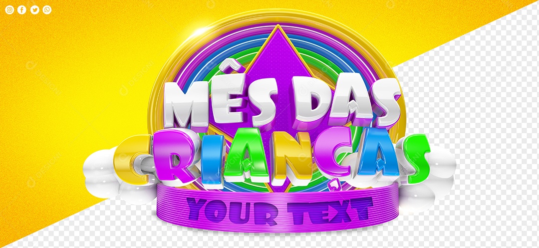 Selo 3D Mês Das Crianças Para Composição PSD