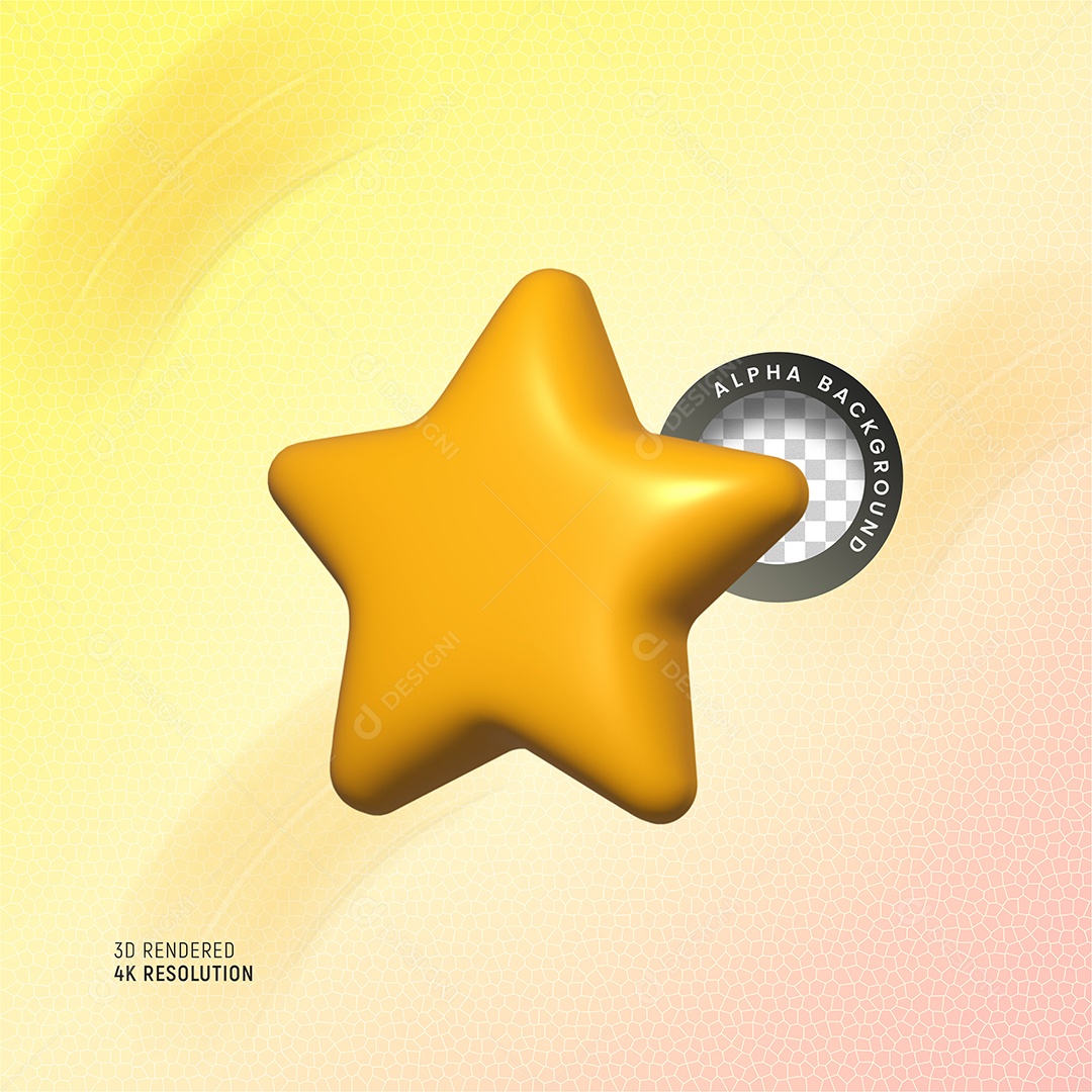Elemento 3D Estrela Amarela Para Composição PSD