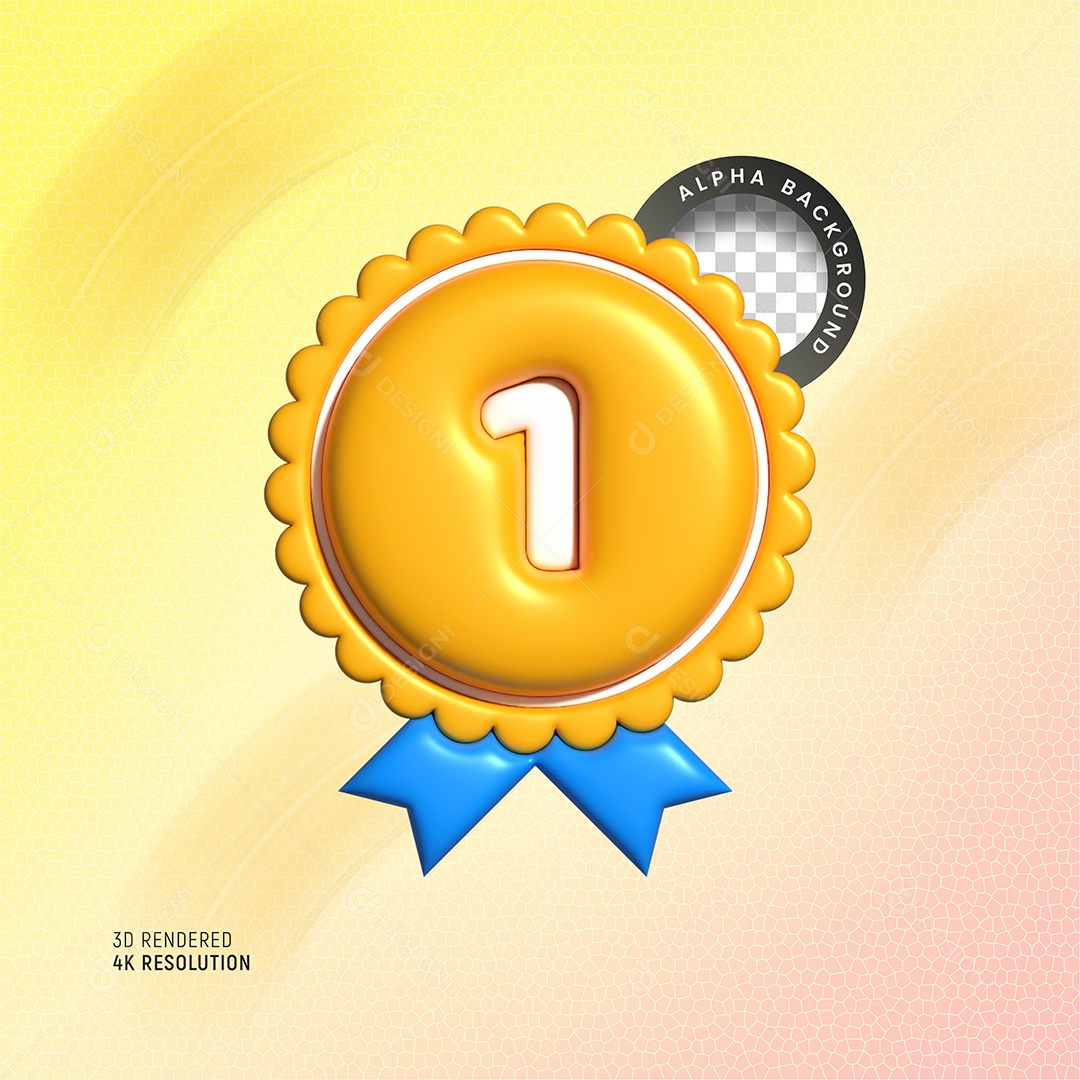 Medalha De Primeiro Elemento 3D Para Composição PSD