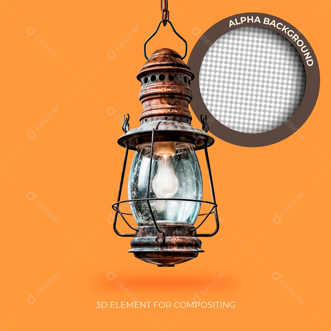 Lampião Antigo Elemento 3D Para Composição PSD