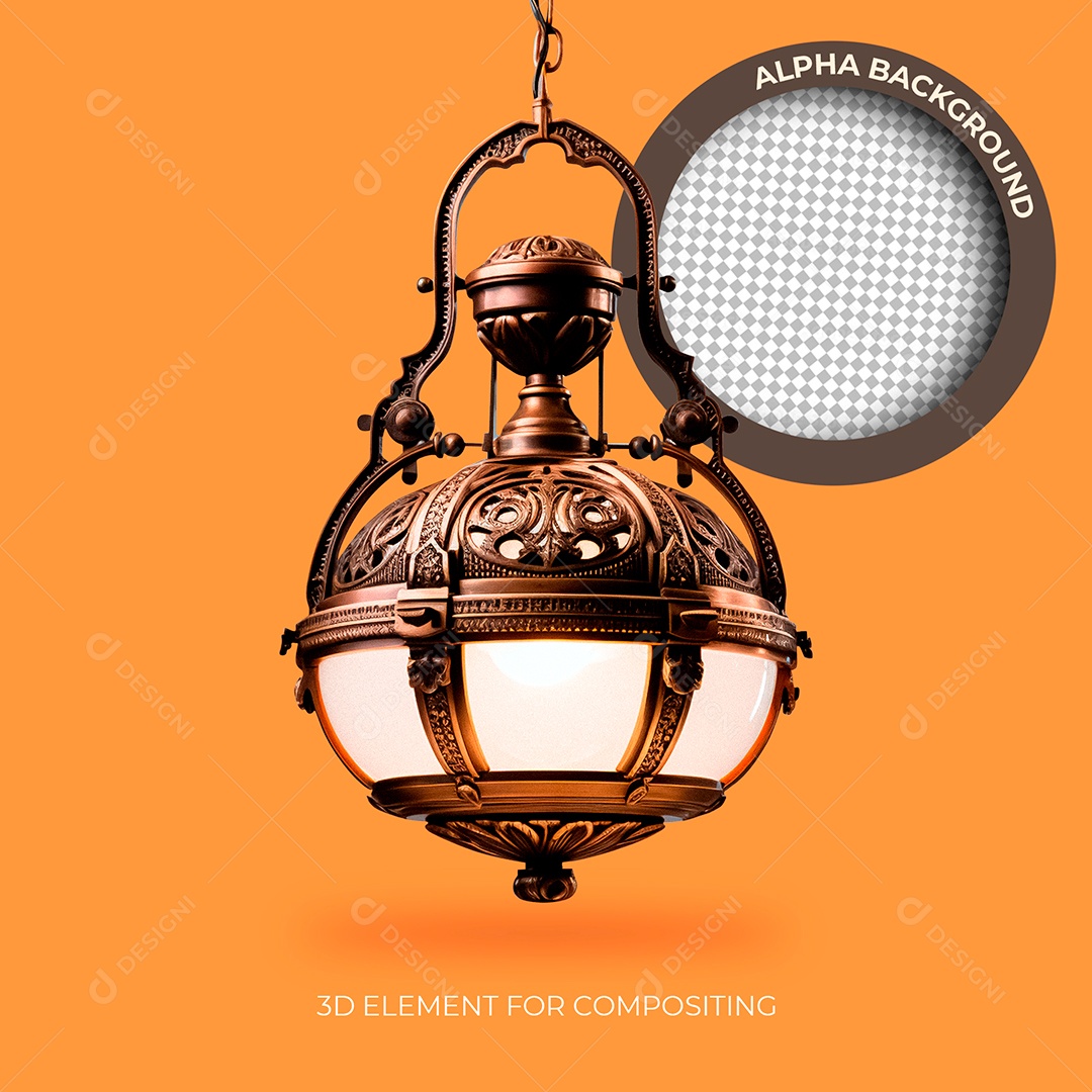Luminária Elemento 3D para Composição PSD