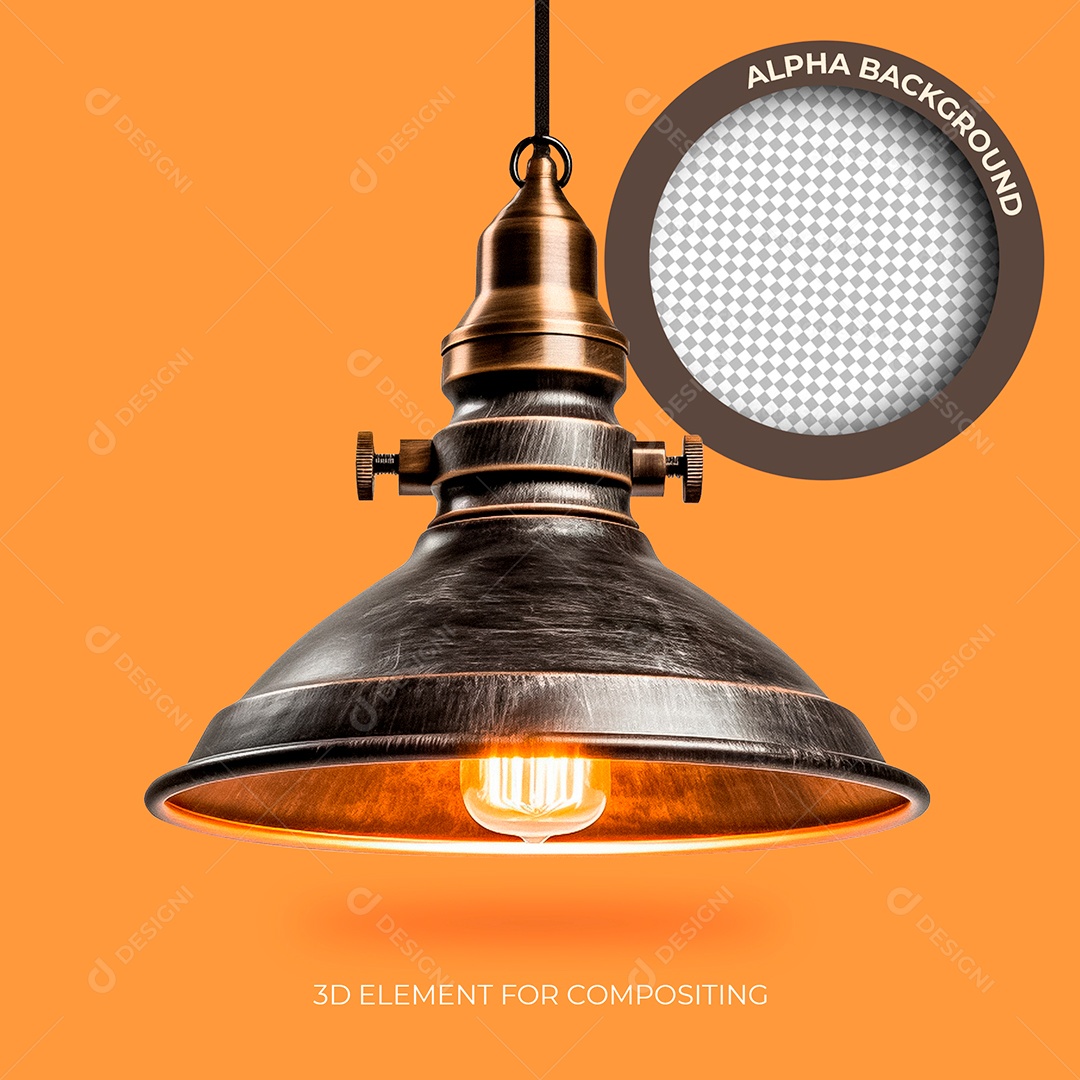 Luminária Elemento 3D Antiga para Composição PSD
