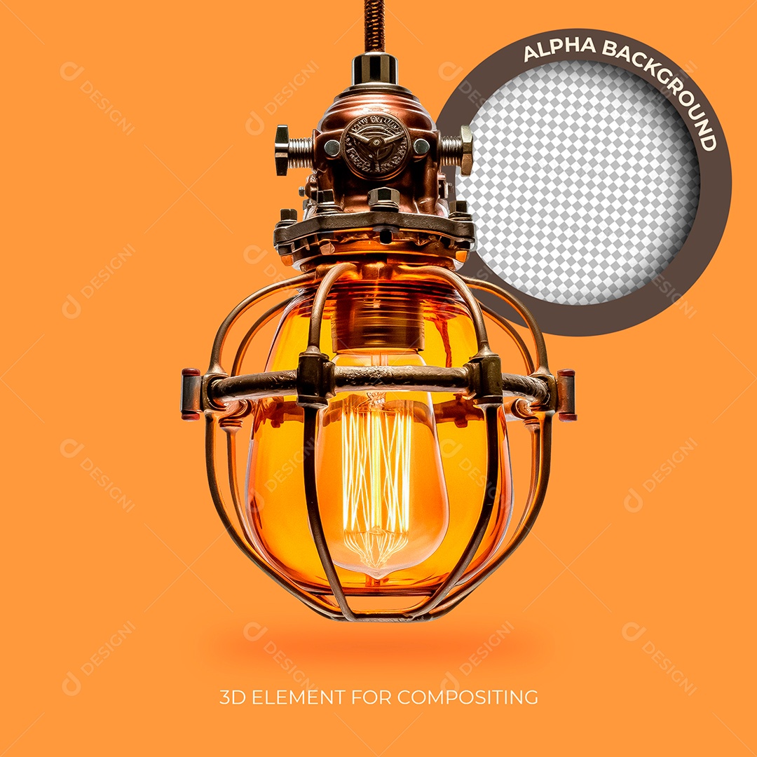 Luminária Antiga Elemento 3D para Composição PSD