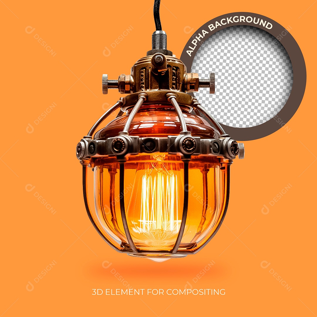 Luminária Elemento 3D para Composição PSD