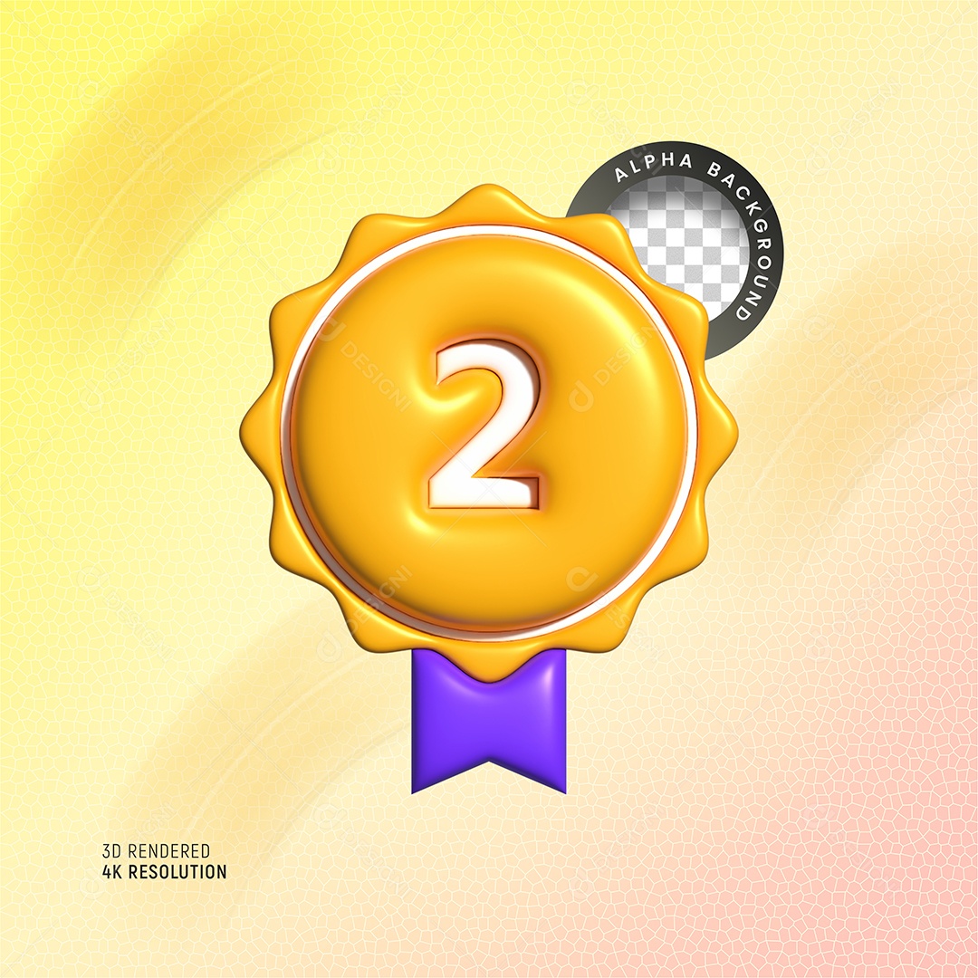 Medalha De Segundo Elemento 3D Para Composição PSD