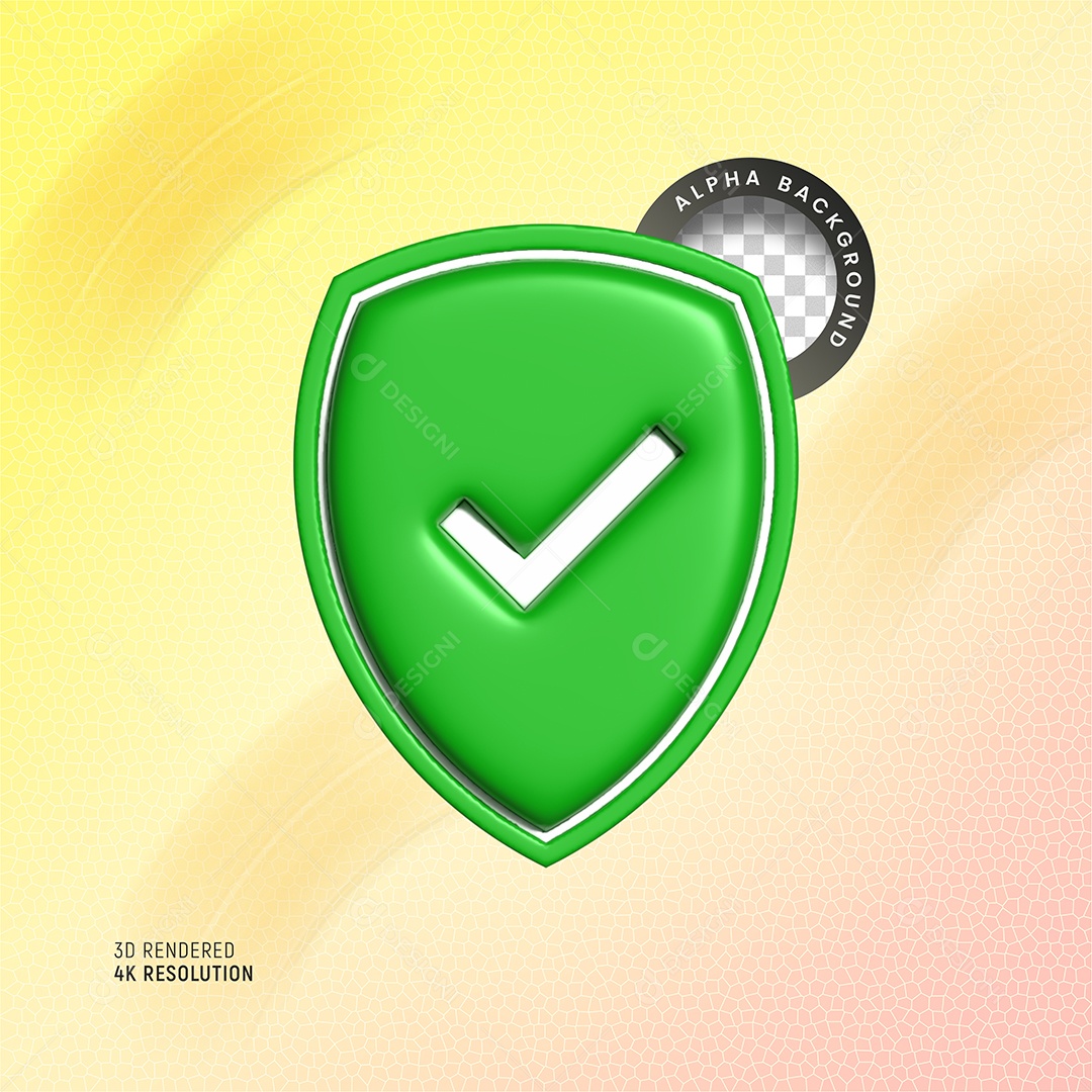Elemento 3D Escudo Com Verificado Para Composição PSD