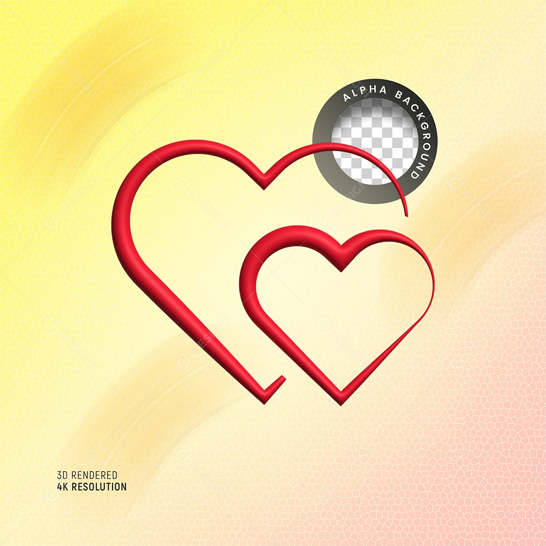 Elemento 3D Coração Vermelho Para Composição PSD
