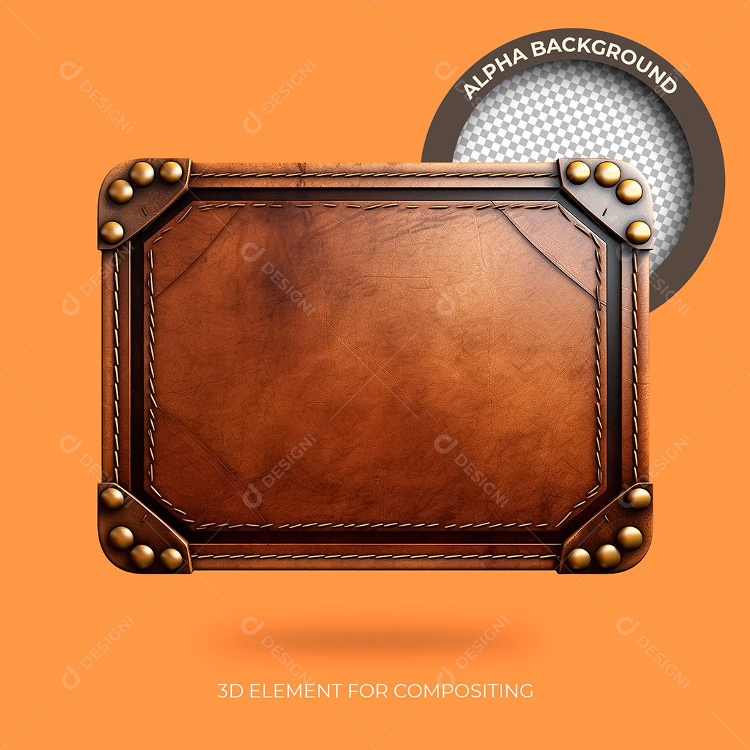 Madeira Base de Couro Painel Decoração Elemento 3D para Composição PSD