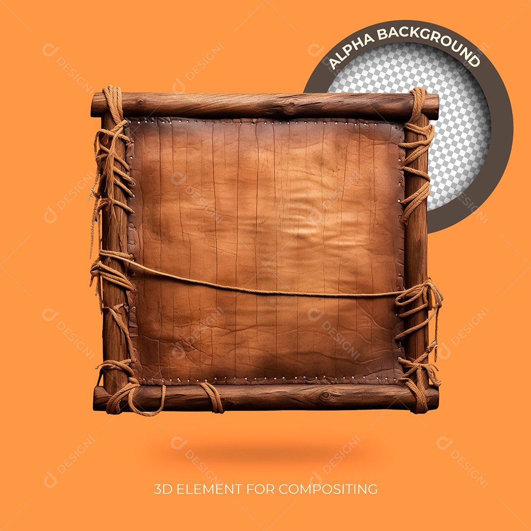 Madeira Base de Couro Elemento 3D para Composição PSD