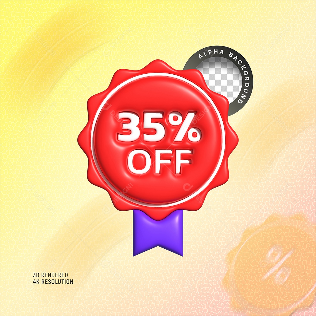 Medalha Vermelha 35% Off Elemento 3D Para Composição PSD