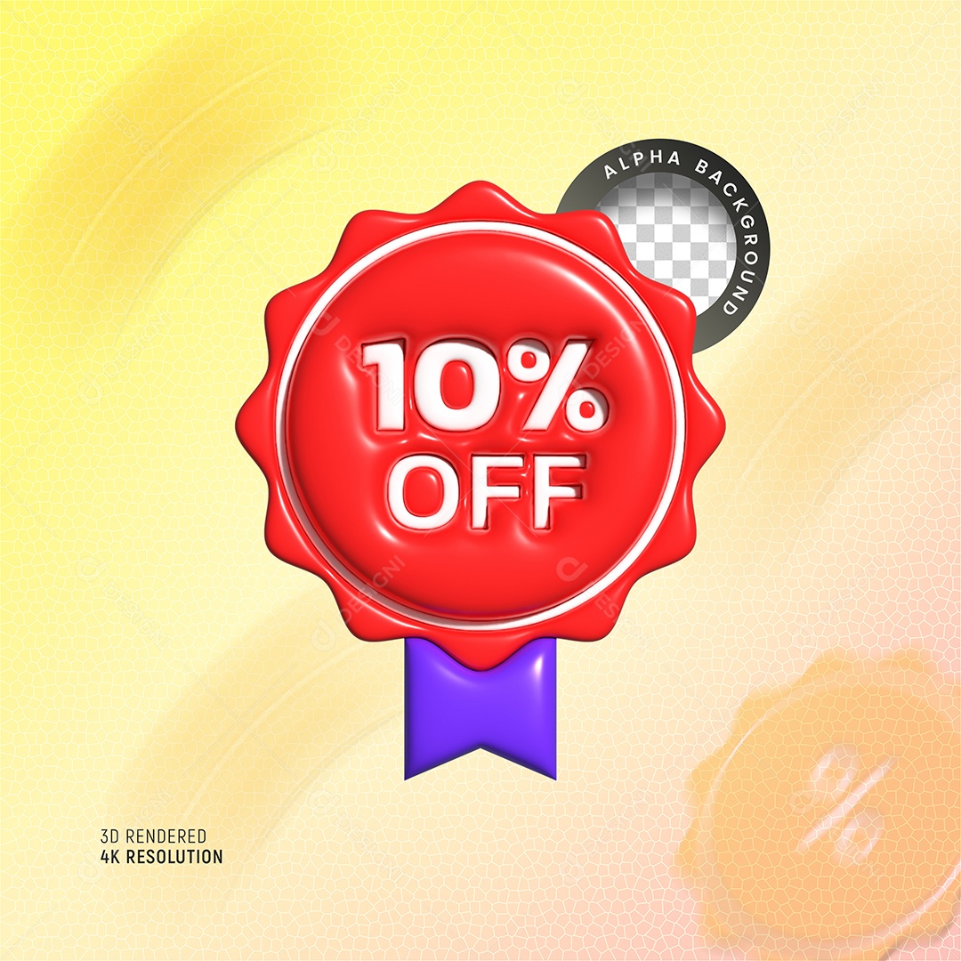 Medalha Vermelha 10% Off Elemento 3D Para Composição PSD
