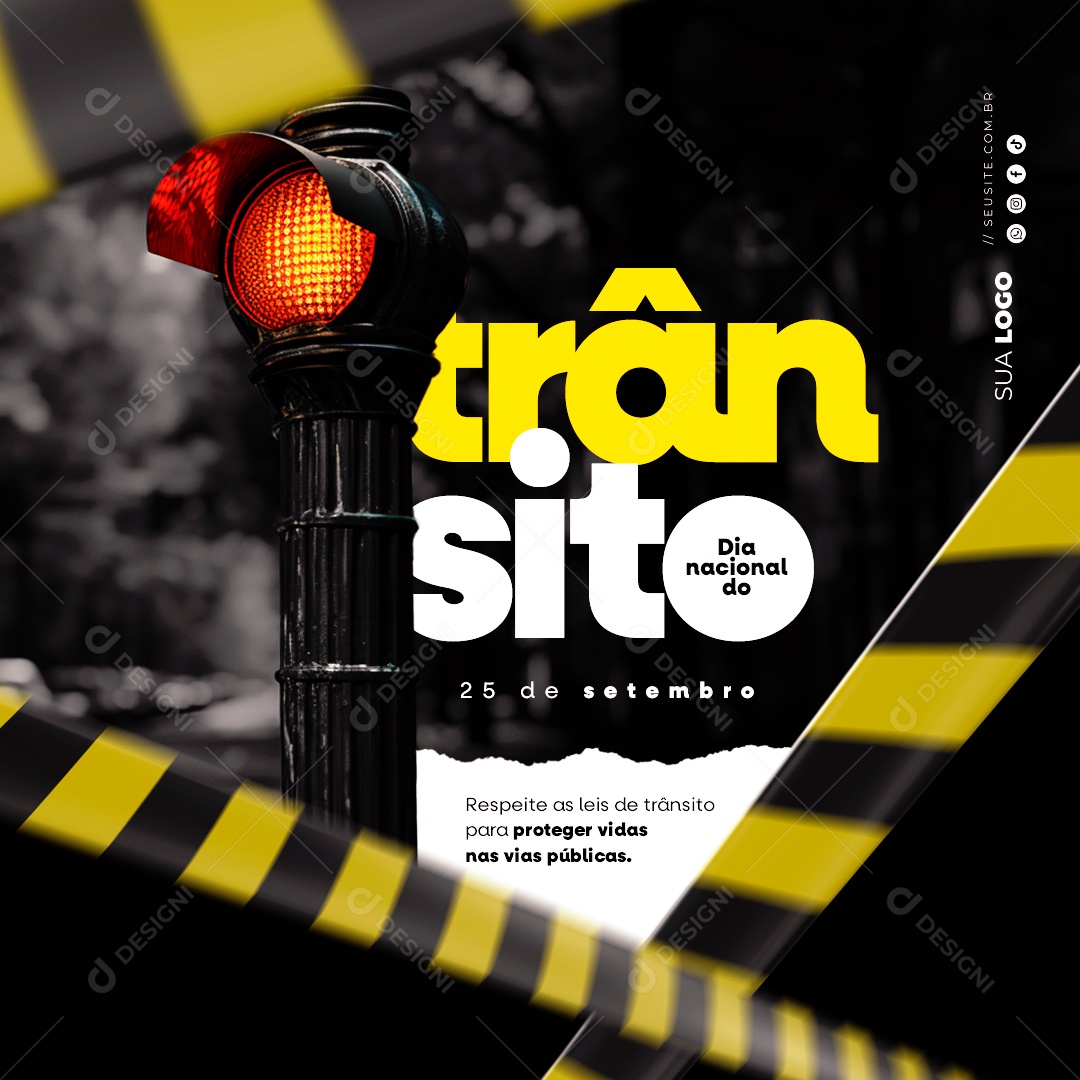 Dia Nacional do Trânsito 25 de Setembro Social Media PSD Editável