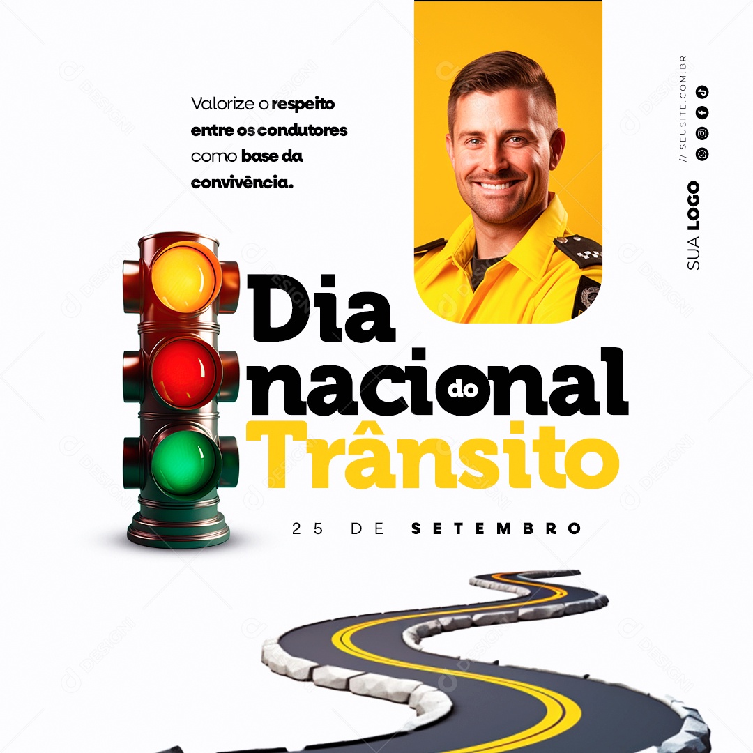 Dia Nacional do Trânsito 25 de Setembro Social Media PSD Editável