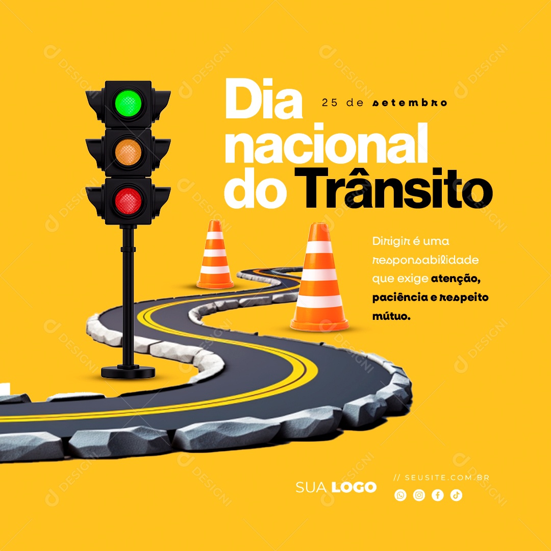 Dia Nacional do Trânsito 25 de Setembro Social Media PSD Editável