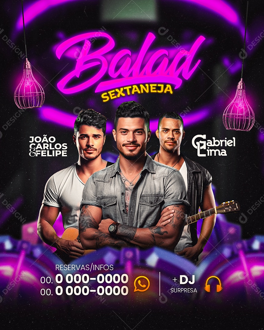 Flyer Balada Sextaneja João Carlos & Felipe Gabriel Lima Social Media PSD Editável