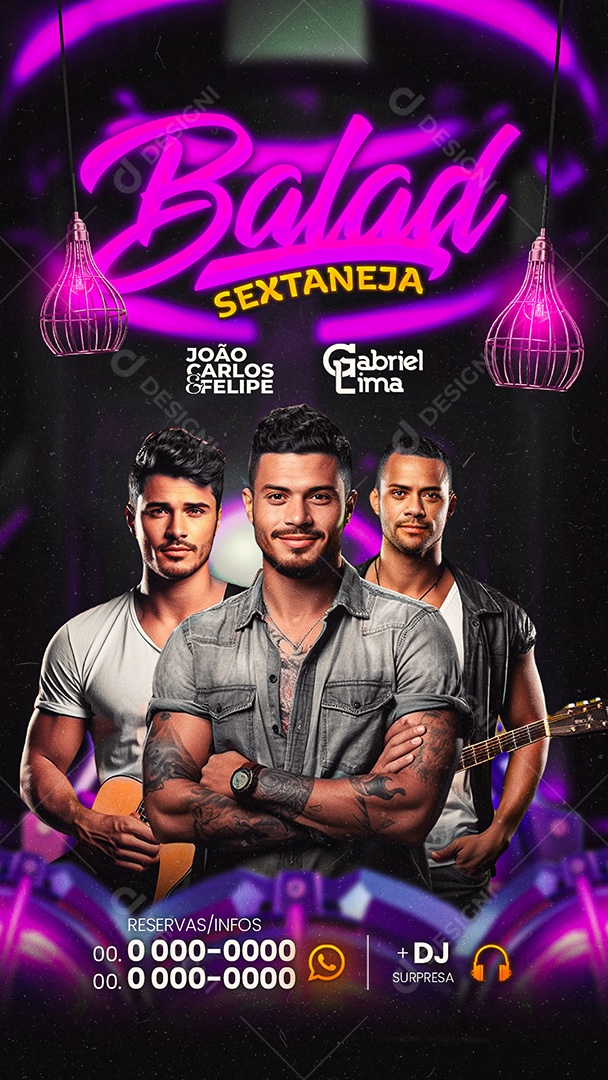 Story Flyer Balada Sextaneja João Carlos & Felipe Gabriel Lima Social Media PSD Editável