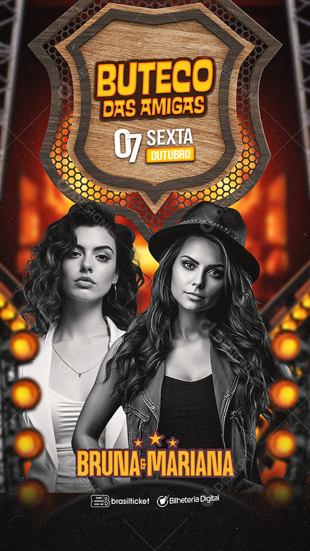 Story Flyer Buteco Das Amigas Bruna & Mariana Social Media PSD Editável